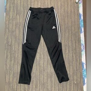 Adidas Kids Black Joggers with White Stripes